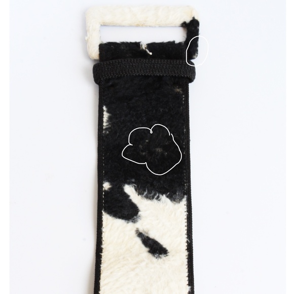 Vintage Norma Kamali OMO Cow Print Wide Belt Black White Faux Fur Leather 90s main image 12